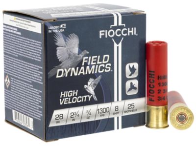 Fiocchi 28-Gauge Field Dynamics High Velocity 8-Shot Shotgun Shells, 2.75 in., 3/4 oz., 25 Rounds