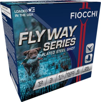 Fiocchi 12-Gauge Flyway Plated Steel 6-Shot Shotgun Shells, 3 in., 1-1/8 oz., 25 Rounds