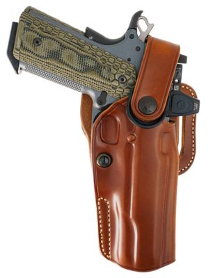 Galco APO Strongside/Crossdraw OWB Holster for Glock 17 Gen1-5, Right Hand, Tan, Steerhide