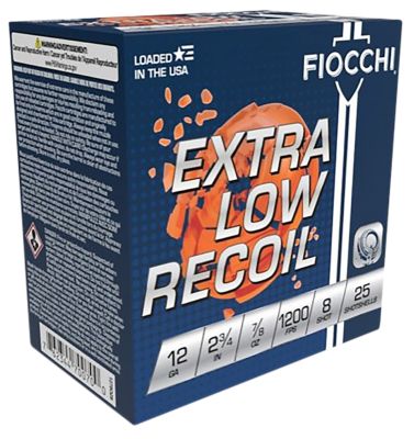 Fiocchi 12-Gauge Exacta Target Low Recoil Trainer 8-Shot Shotgun Shells, 2.75 in., 7/8 oz., 25 Rounds
