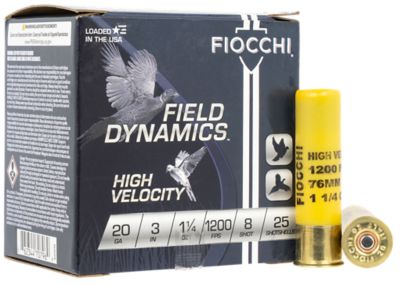 Fiocchi 20-Gauge Field Dynamics High Velocity 8-Shot Shotgun Shells, 3 in., 1-1/4 oz., 25 Rounds