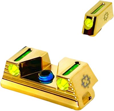 Cross Armory Standard 3 Point Fiber Sight for Glock, Green, Gold Frame