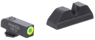 AmeriGlo Protector Sight Set for Glock, Green Tritium LumiGreen Outline Front, Black Serrated Rear, GL352