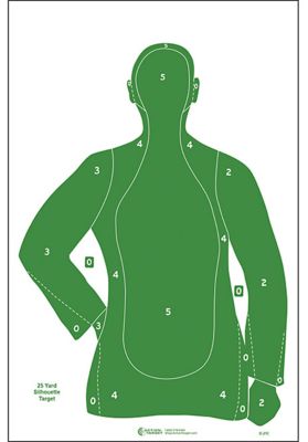 Action Target Qualification Silhouette Paper Hanging Shooting Targets, 23 in. x 35 in., Green, 100-Pack