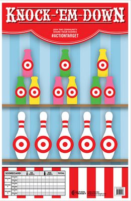 Action Target Entertainment Knock 'Em Down Bottles/Pins Paper Hanging Shooting Targets, 23 in. x 35 in., Multicolor, 100-Pack