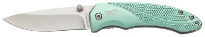 Browning 2.88 in. Allure EDC Drop Point Folding Knife with Pocket Clip, 7Cr17MoV SS Blade, Mint Green Textured Aluminum Handle