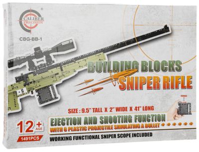 Caliber Gourmet Sniper Building Blocks, Black/Green, Plastic, 41 in. Long, 1491 pc.