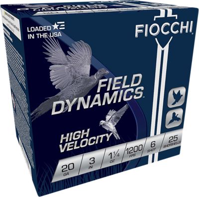 Fiocchi 20-Gauge Field Dynamics High Velocity 6-Shot Shotgun Shells, 3 in., 1-1/4 oz., 25 Rounds