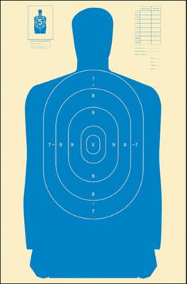 Action Target Qualification Standard Silhouette Paper Hanging Shooting Targets, 24 in. x 45 in., Blue/White, 100-Pack