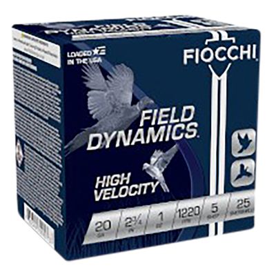 Fiocchi 20-Gauge Field Dynamics High Velocity 5-Shot Shotgun Shells, 2.75 in., 1 oz., 25 Rounds