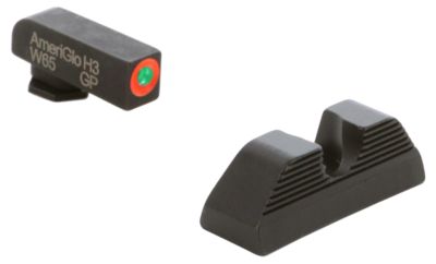 AmeriGlo Protector Sight Set for Glock, Green Tritium Orange Outline Front, Black Serrated Rear, GL351