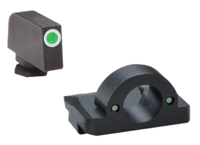 AmeriGlo Ghost Ring Sight Set for Glock, Green Tritium White Outline Front, Green Tritium Rear Sight, GL126