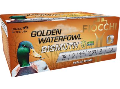Fiocchi 12-Gauge Golden Waterfowl Bismuth 2-Shot Shotgun Shells, 3 in., 1-3/8 oz., 10 Rounds