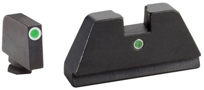 AmeriGlo Optic Compatible Sight Set for Glock, XL Tall, Green Tritium White Outline Front, Green Tritium Rear