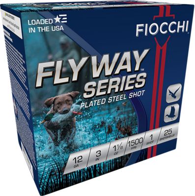Fiocchi 12-Gauge Flyway Plated Steel 1-Shot Shotgun Shells, 3 in., 1-1/8 oz., 25 Rounds