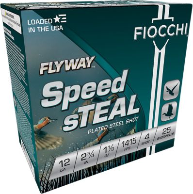 Fiocchi 12-Gauge Flyway Speed Steel 4-Shot Shotgun Shells, 2.75 in., 1-1/8 oz., 25 Rounds
