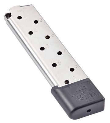 Chip McCormick Custom Power Mag Plus 10 Round 45 ACP Magazine for 1911 Government, Stainless Steel w/ Black Base Pad