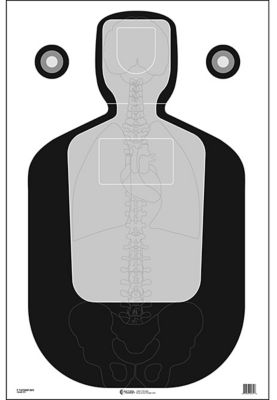 Action Target Qualification Silhouette/Vitals Paper Hanging Shooting Targets, 23 in. x 35 in., Black/Gray, 100-Pack
