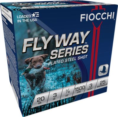 Fiocchi 20-Gauge Flyway Plated Steel 3-Shot Shotgun Shells, 3 in., 7/8 oz., 25 Rounds