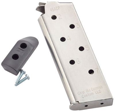 Chip McCormick Custom 7 Round 45 ACP Magazine for 1911 Officer, Match Grade, Stainless/Black