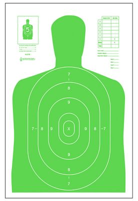 Action Target Qualification High-Visibility Fluorescent Silhouette Paper Shooting Targets, 23 in. x 35 in., Green, 100-Pack