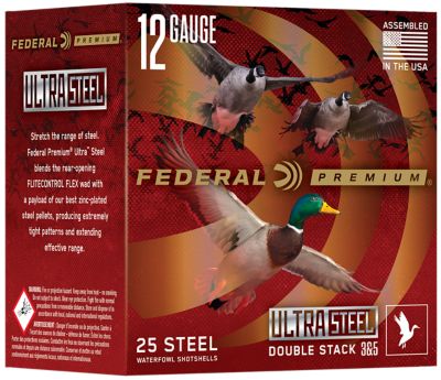 Federal 12-Gauge Premium Ultra Steel 3/5-Shot Shotgun Shells, 3 in., 1-1/4 oz., 25 Rounds