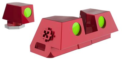 Cross Armory Standard 3 Point Fiber Sight for Glock, Green, Red Frame