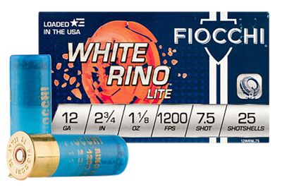 Fiocchi 12-Gauge Exacta Target White Rino Lite 7.5-Shot Shotgun Shells, 2.75 in., 1-1/8 oz., 25 Rounds