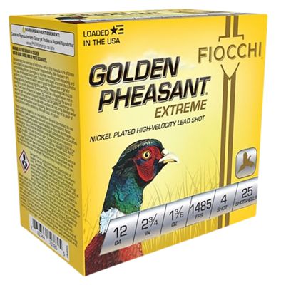 Fiocchi 12-Gauge Golden Pheasant Extrema 4-Shot Shotgun Shells, 2.75 in., 1-3/8 oz., 25 Rounds