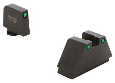 AmeriGlo Optic Compatible Sight Set for Glock, 3XL Tall, Green Tritium Black Outline Front, Green Tritium Black Outline Rear