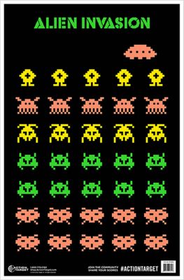Action Target Entertainment Black Light Aliens Paper Hanging Shooting Targets, 23 in. x 35 in., Multicolor, 100-Pack