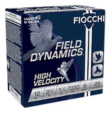 Fiocchi 12-Gauge Field Dynamics High Velocity 9-Shot Shotgun Shells, 2.75 in., 1-1/4 oz., 25 Rounds