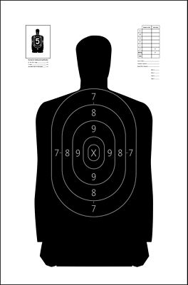 Action Target Qualification Silhouette Heavy Paper Hanging Shooting Targets, 11.5 in. x 22 in., Black/White, 100-Pack