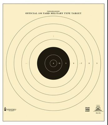 Action Target Sighting Military Bullseye Hanging Shooting Targets, 100 yd., 21 in. x 21 in., Black/White, 100-Pack
