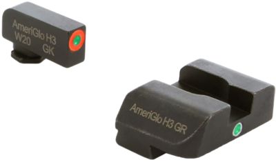 AmeriGlo i-Dot Sight Set for Glock, Green Tritium Orange Outline Front, Green Tritium Rear, GL203