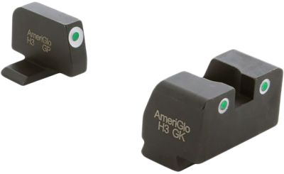 AmeriGlo Optic Compatible Sight Set for Springfield Armory XD, Green White Outline Front, Green White Outline Rear