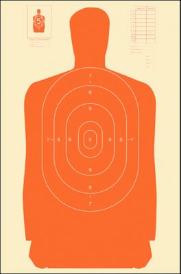 Action Target Qualification Standard Silhouette Paper Hanging Shooting Targets, 24 in. x 45 in., Orange/White, 100-Pack
