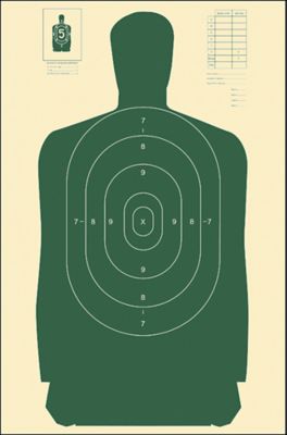 Action Target Qualification Standard Silhouette Paper Hanging Shooting Targets, 24 in. x 45 in., Green/White, 100-Pack