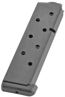Chip McCormick Custom Power Mag 8 Round 45 ACP Magazine for 1911 Government, Black, Stainless Steel