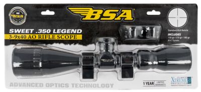 BSA 3-9x 40mm AO Sweet 350 Legend Rifle Scope, AO 1 in. Tube, 30/30 Reticle, Weaver Rings, Matte Black