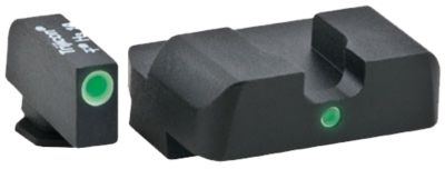 AmeriGlo i-Dot Sight Set for Glock, Green Tritium White Outline Front, Green Tritium Rear, GL101