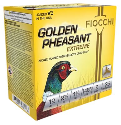 Fiocchi 12-Gauge Golden Pheasant Extrema 6-Shot Shotgun Shells, 2.75 in., 1-3/8 oz., 25 Rounds, 12GPX6