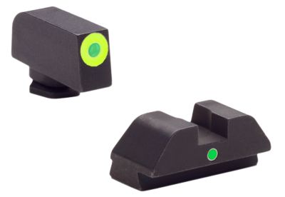 AmeriGlo i-Dot Sight Set for Glock, Green Tritium LumiGreen Outline Front, Green Tritium Rear, GL305