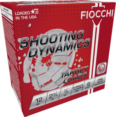 Fiocchi 12-Gauge Shooting Dynamics Target 8-Shot Shotgun Shells, 2.75 in., 7/8 oz., 25 Rounds