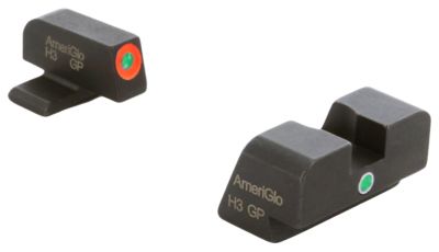 AmeriGlo i-Dot Sight Set for Springfield Armory XD, Green Tritium Orange Outline Front, Green Tritium Rear