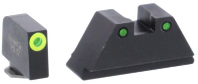 AmeriGlo Optic Compatible Sight Set for Glock, XL Tall, Green Tritium LumiGreen Outline Front, Green Tritium Black Outline Rear