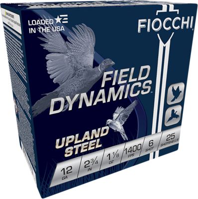 Fiocchi 12-Gauge Field Dynamics Upland Steel 6-Shot Shotgun Shells, 2.75 in., 1-1/8 oz., 25 Rounds
