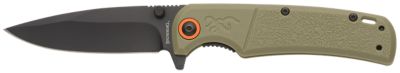 Browning 3.13 in. Buckmark Slim EDC Drop Point Folding Knife, Plain Black Oxide D2 Steel Blade, Sage Textured Polymer Handle
