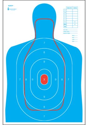 Action Target Qualification B-27E/FBI Q Combo Silhouette Paper Hanging Shooting Targets, 23 in. x 35 in., Blue/White, 100-Pack