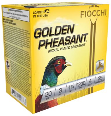 Fiocchi 20-Gauge Golden Pheasant Extrema 4-Shot Shotgun Shells, 3 in., 1-1/4 oz., 25 Rounds